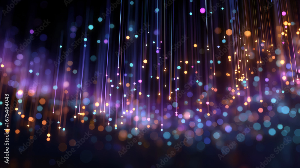 Aufkleber abstract glowing particles: a mesmerizing cascade of abstract glowing particles streams downward aga