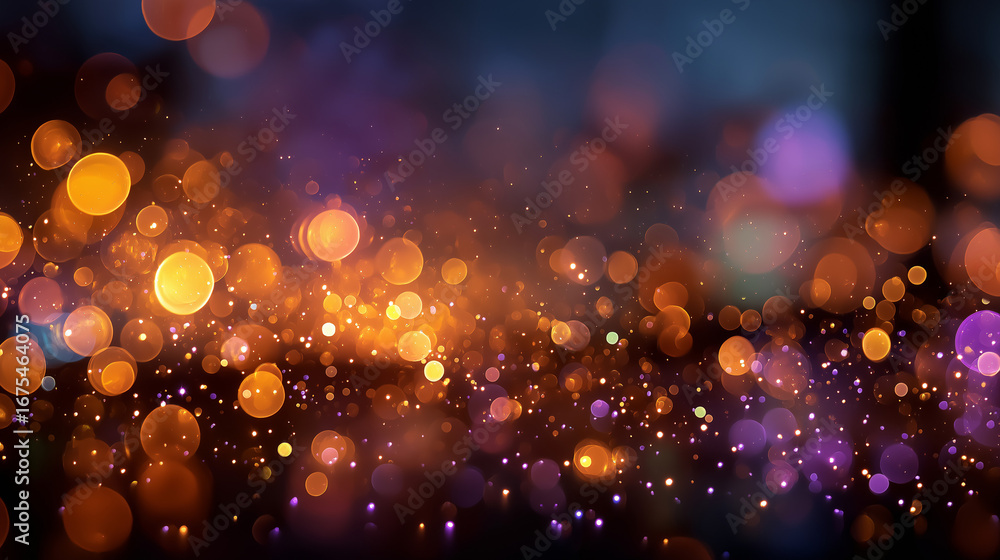 Poster radiant bokeh: a mesmerizing panorama of shimmering, glowing orbs of light in a stunning display of 