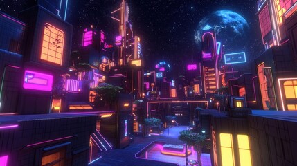 Neon Cityscape at Night.