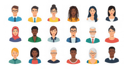 Diverse People Avatar Set Flat Design