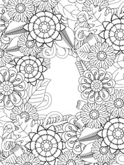 Coloring frame flowers for adults and kids

