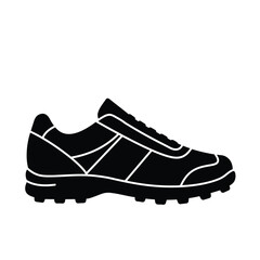 Black athletic shoe with white accents footwear