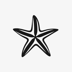 Fototapeta premium Elegant starfish with simple lines in monochrome sea life illustration silhouette