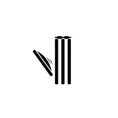 Black cricket stumps and bails sport game