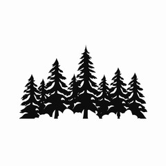 Obraz premium Evergreen forest of pine trees on a monochrome style nature silhouette