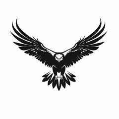 Obraz premium Majestic eagle with outstretched wings in striking, high contrast vector style silhouette
