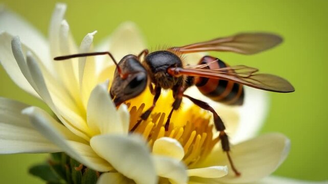 Ant Harvesting Sweet Nectar From Blossoms