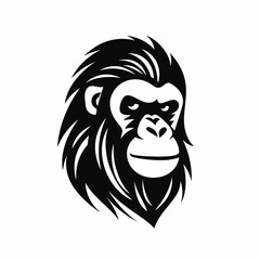 Obraz premium Striking gorilla head artwork in black and white graphic animal silhouette