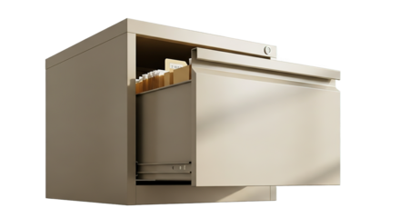 Beige Metal Filing Cabinet Drawer Open Office Storage