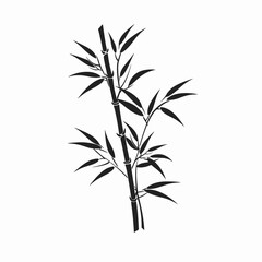 Fototapeta premium Elegant bamboo stalk with leaves creates a captivating monochrome botanical silhouette