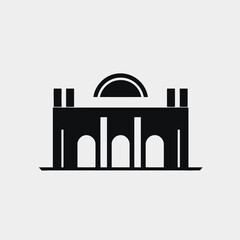 Naklejka premium Minimalist building with dome and arches presented as striking bold silhouette