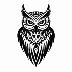 Fototapeta premium Intricate owl illustration, meticulously crafted as a striking monochrome bird silhouette
