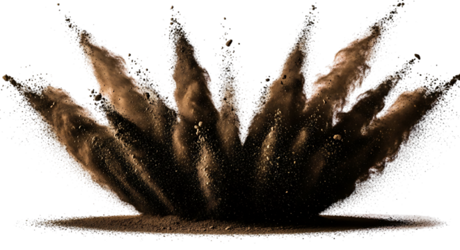 Abstract burst of fiery orange and yellow light streaks isolated on transparent background