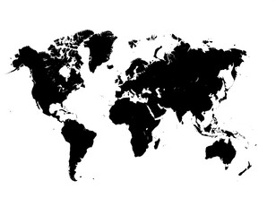 Naklejka premium Simple black world map on white background