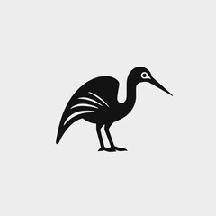Obraz premium Elegant solitary ibis standing gracefully in stark monochromatic vector bird silhouette
