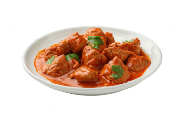 Spicy butter chicken masala plate – Transparent Background