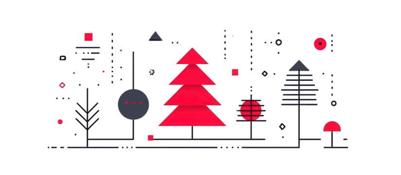 Abstract Geometric Red Christmas Tree Design - Powered by Adobe