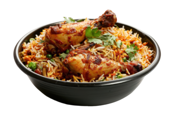 Spicy chicken biriyani rice illustration – Transparent Background