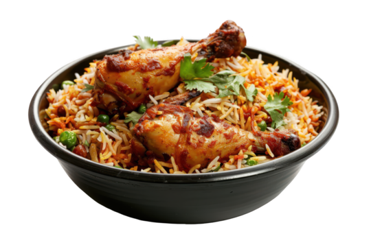 Spicy chicken biryani rice illustration – Transparent Background