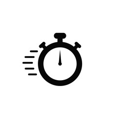 Black stopwatch icon with motion lines timer time