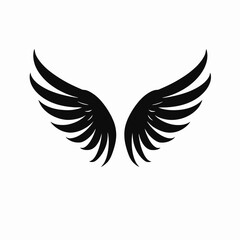 Fototapeta premium Majestic wings in black and white ethereal soaring graphic vector illustration silhouette
