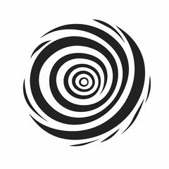 Naklejka premium Concentric circle pattern forming a vortex in simple black and white silhouette