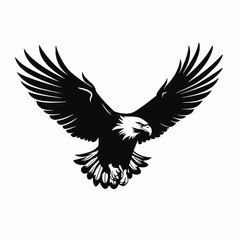 Obraz premium Majestic eagle soars with expansive wings in a striking black silhouette