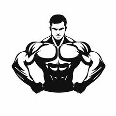 Fototapeta premium Powerful physique artistic human bodybuilder icon athlete showing strength silhouette