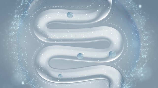 Intestinal probiotics remove toxins and stool, promote digestion and intestinal motility, activate intestinal motility, and eliminate viruses and waste. Concept of intestinal and digestive health, 3D.