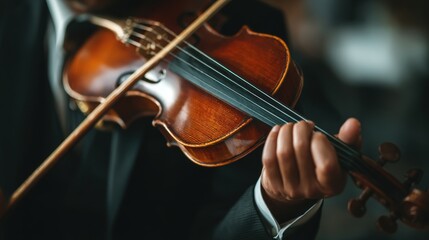 Fototapeta premium Man Playing Violin Close-Up
