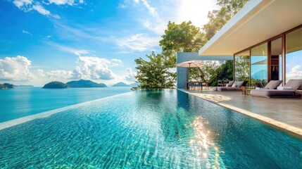 Fototapeta premium Oceanfront Villa with Infinity Pool.