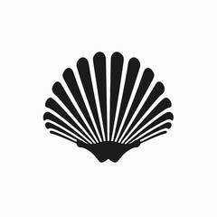 Striking black seashell design on white background, a vector graphic silhouette