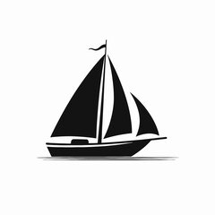 Elegant sailboat gliding gracefully on the water black shape silhouette