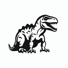 Fototapeta premium Striking black and white dinosaur with threatening jaws in detailed silhouette