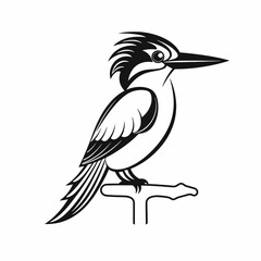Fototapeta premium Stylized kingfisher bird perched on a branch, artistic vector silhouette