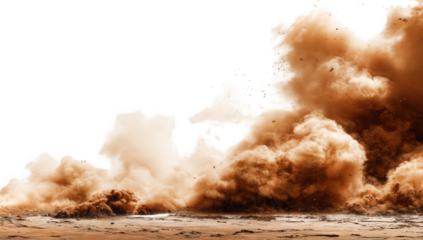 Brown Sand Dust Cloud Explosion on Black Background