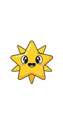 Charming cute kawaii yellow star character illustration with big happy eyes and blushing cheeks a delightful and adorable design