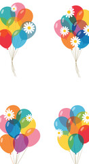 Brightly colored balloons adorned with daisies creating a cheerful and festive atmosphere