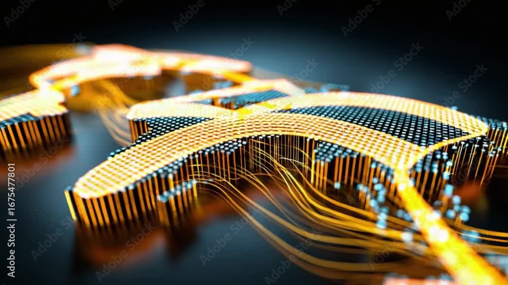 Poster abstract circuitry: a captivating 3d render of a sophisticated circuit board, radiating intricate en