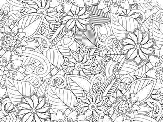 Fototapeta premium Handmade flower doodle coloring pages fod adults 