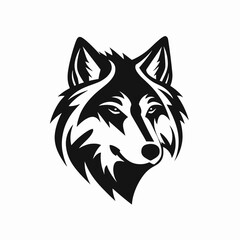 Fototapeta premium Majestic wolf portrait conveying strength and wild nature in a stark silhouette