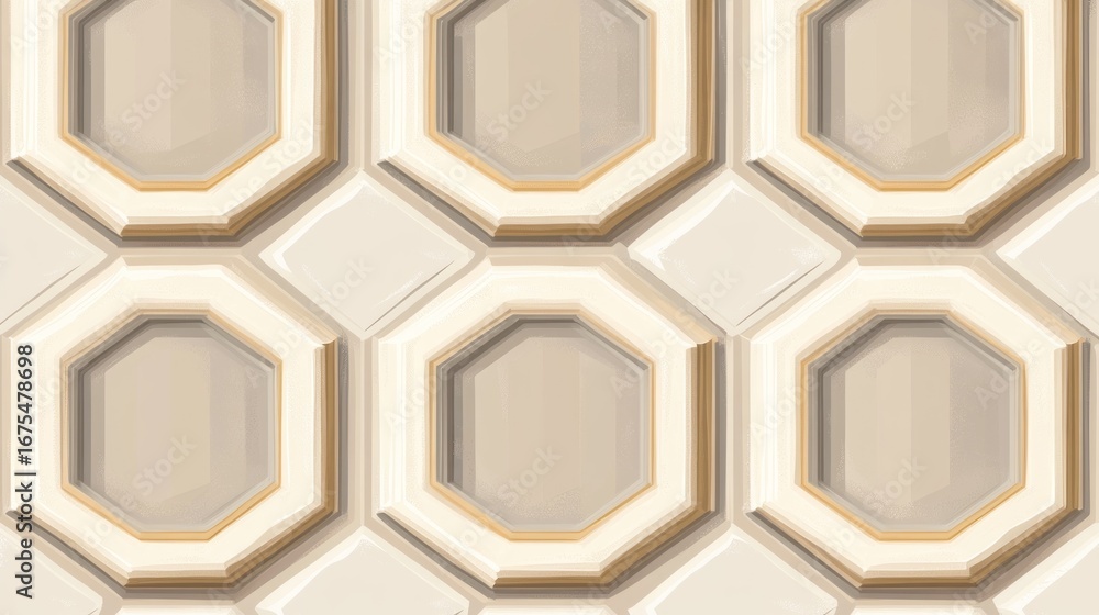 Poster elegant ivory octagonal tile pattern with subtle golden accents design