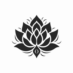 Obraz premium Graceful black lotus blossom pattern against a stark white background silhouette