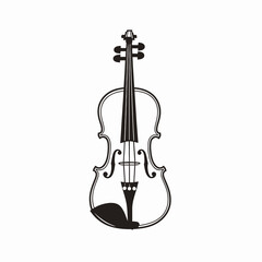 Fototapeta premium Elegant violin rendering, detailed musical instrument in black and white silhouette