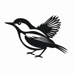 Fototapeta premium Bird flapping wings, an elegant animal isolated in black silhouette