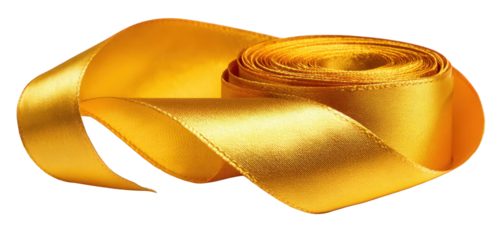 Golden Metallic Ribbon Coil on Black Background