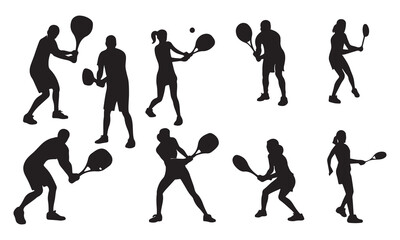 Padel Tennis Players Padel Training, Silhouettes, Action Poses & Sport Images