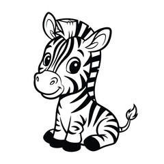 Vector illustration of cute cartoon zebra for kids design element