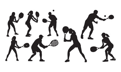 Padel Tennis Players Padel Training, Silhouettes, Action Poses & Sport Images