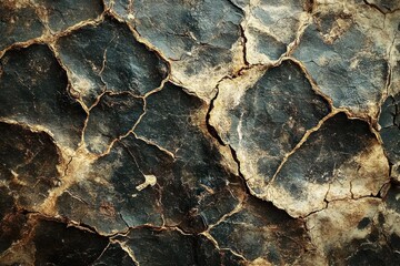 Fototapeta premium close-up of dry cracked earth with dark and light patches showing depth and texture